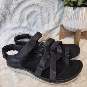 NEW Merrell Kalari Shaw Strap Sandals Black Leather Toe Strap J90578 Womens Sz 7